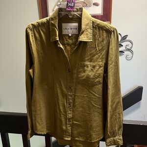 Lola River Olive Button-Up Shirt Brand New #148